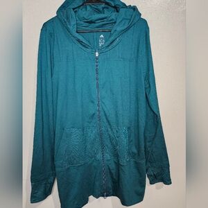 Adidas Women’s Teal Zip-Up Hoodie Jacket Size XL